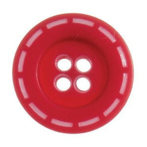 18mm Red / Dark Pink Stitch Button