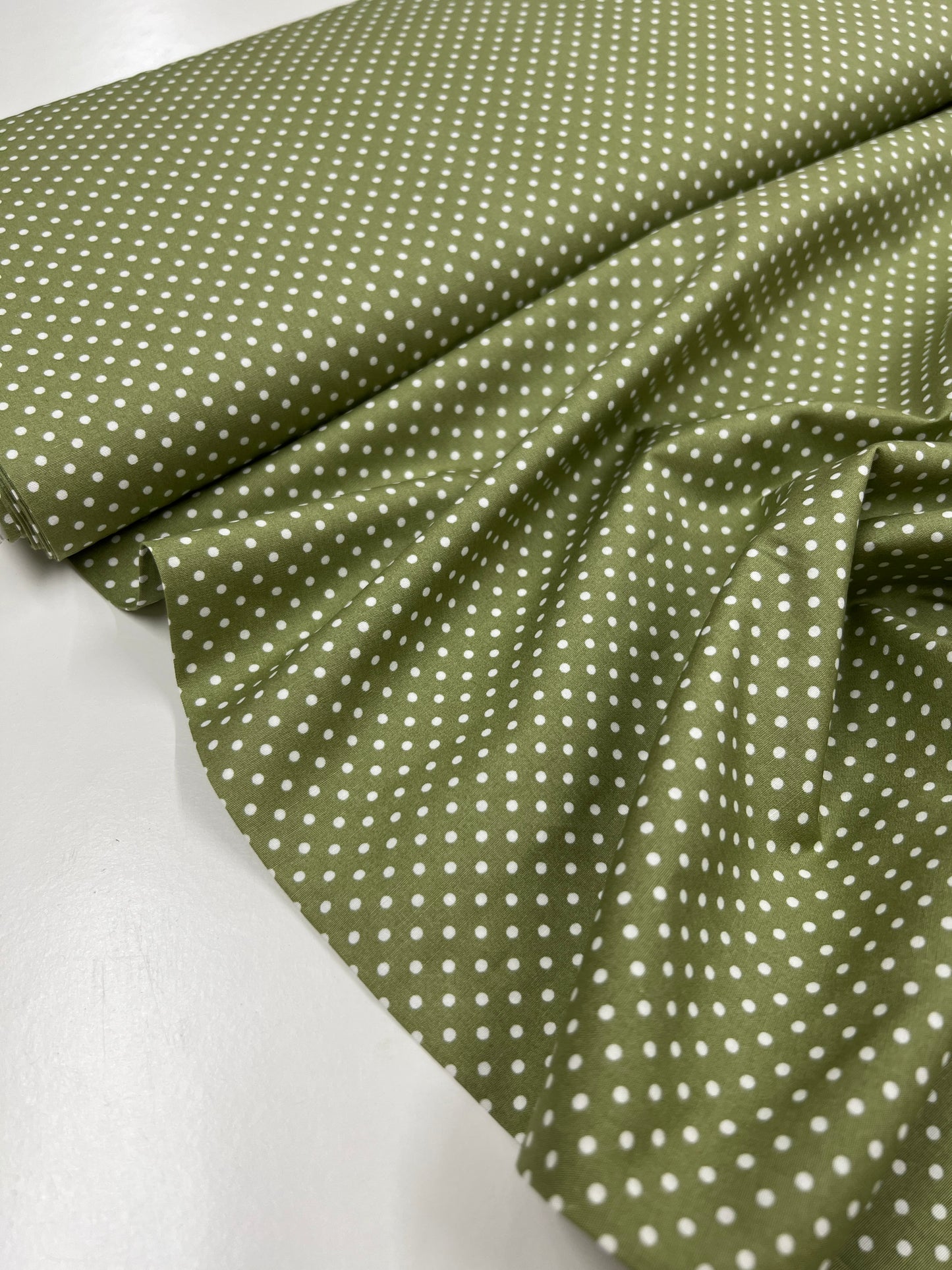 Polkadots on Green Cotton