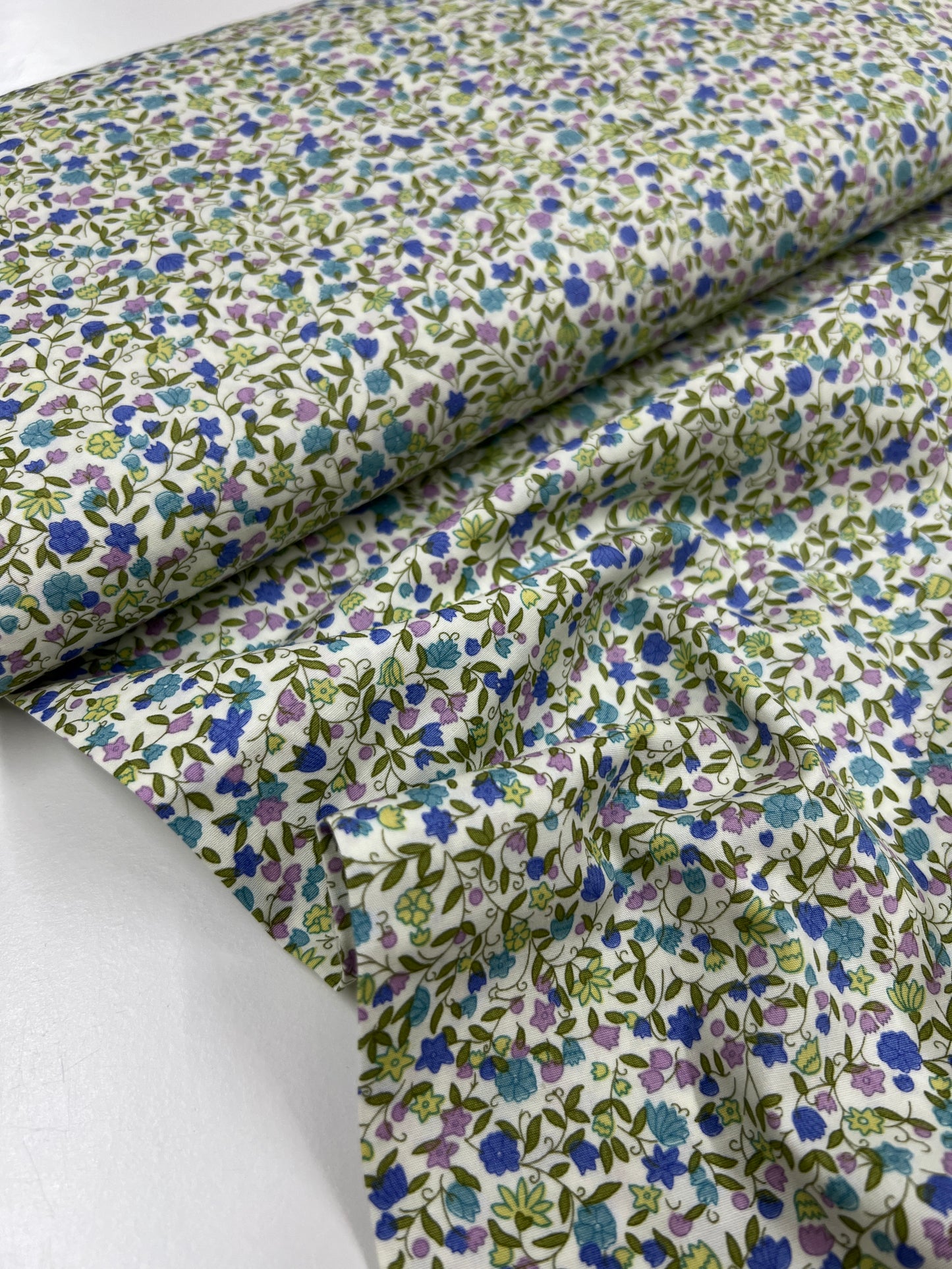 Petite Blues on Ivory Cotton