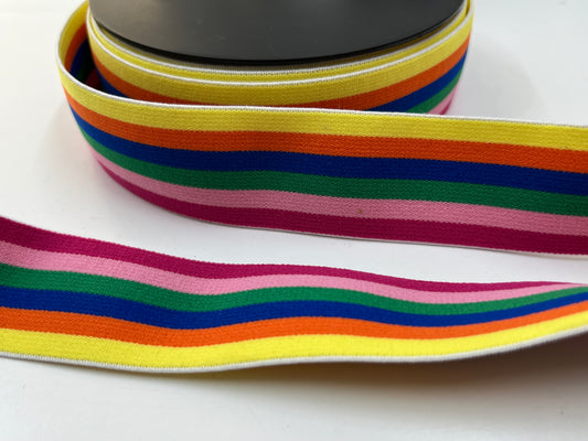 40mm Pink Rainbow Waistband Elastic