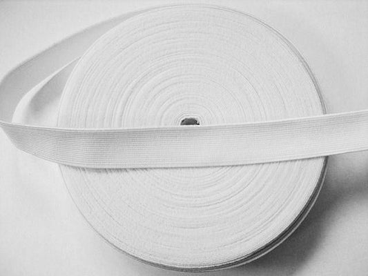 Full Roll - 1" White Woven Waistband Elastic