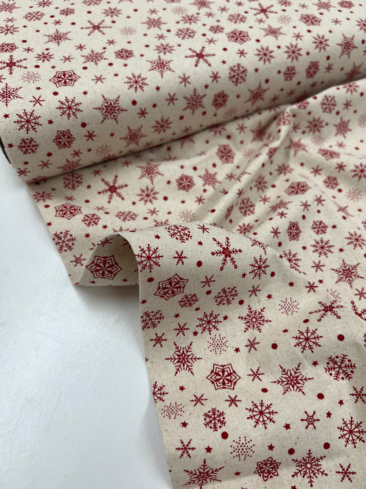 Snowflake Print Cotton - Red