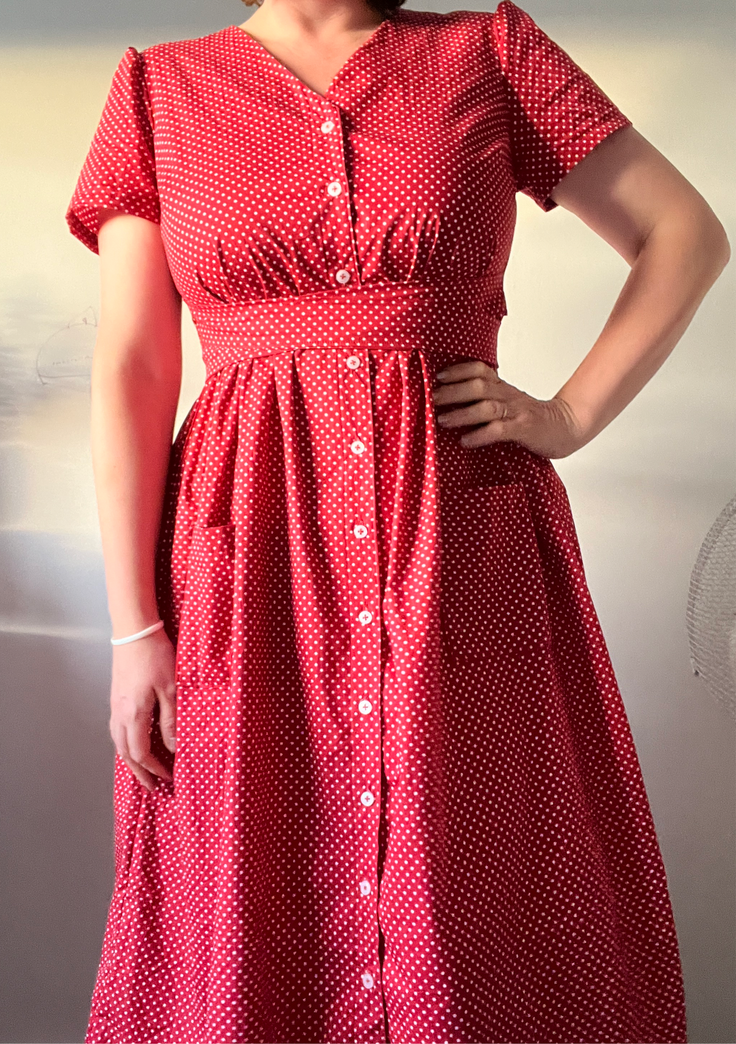 Polkadots on Red Cotton