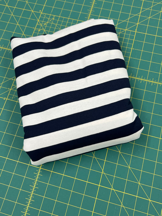 1.95m Navy / white stripe French Terry Remnant