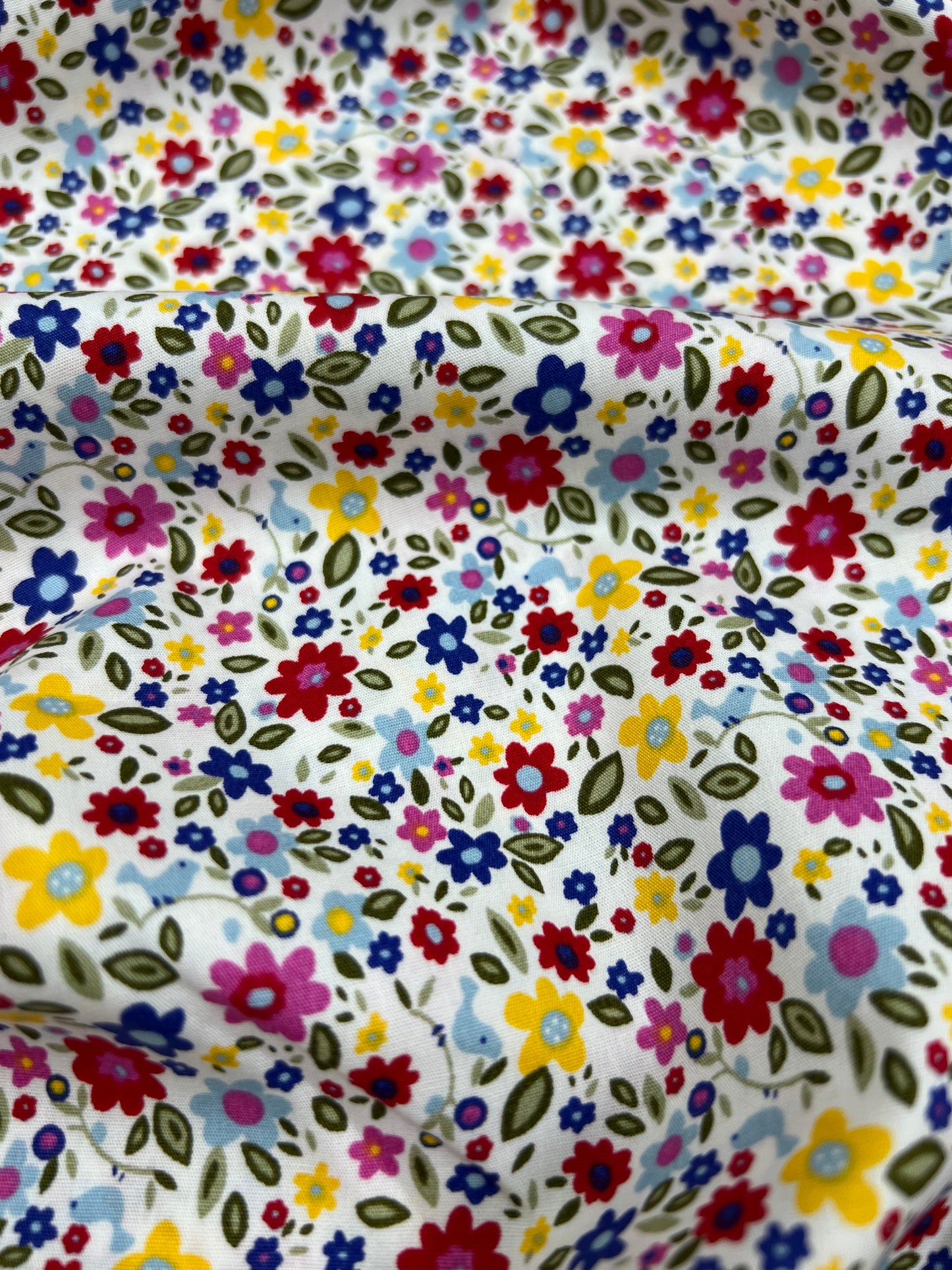 Hidden birds Floral Cotton Poplin