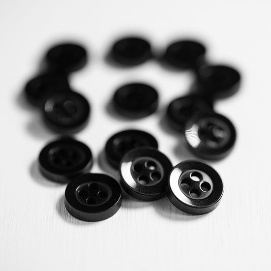 Set of 10 Black - 4 Hole Shirt buttons