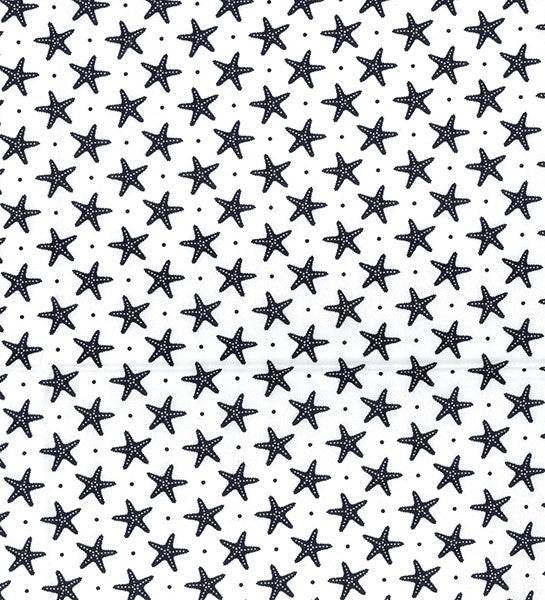 Cotton Poplin - Starfish on White