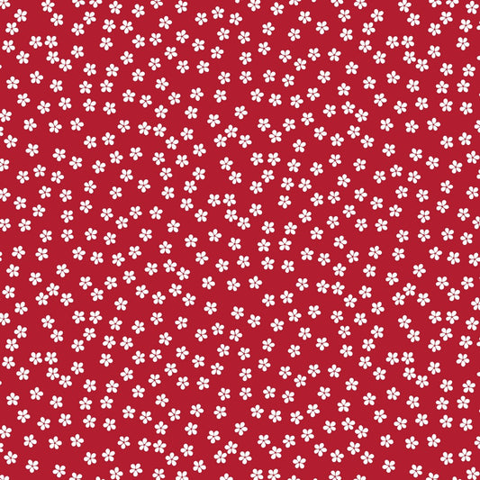 Ditsy Florals on Red Cotton Poplin