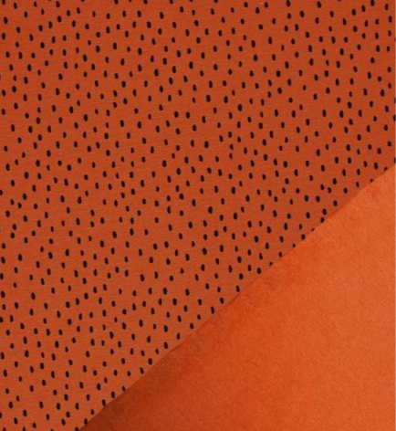 Organic Brushed Back French Terry - Dots on burnt Orange